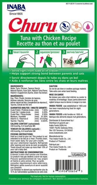 Inaba Churu Grain-Free Tuna with Chicken Puree Lickable Cat Treat 4 Inaba Churu Grain-Free Tuna with Chicken Puree Lickable Cat Treat - Image 2