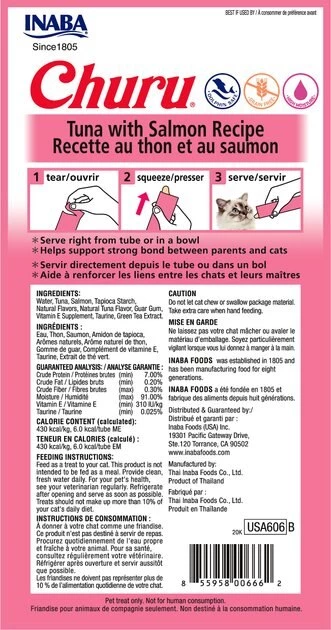 Inaba Churu Grain-Free Tuna with Salmon Puree Lickable Cat Treat 4 Inaba Churu Grain-Free Tuna with Salmon Puree Lickable Cat Treat - Image 2