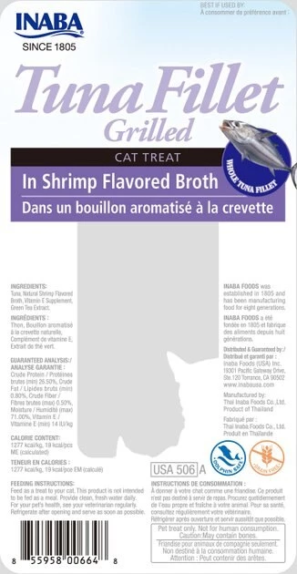 Inaba Ciao Grain-Free Grilled Tuna Fillet in Shrimp Flavored Broth Cat Treat 4 Inaba Ciao Grain-Free Grilled Tuna Fillet in Shrimp Flavored Broth Cat Treat - Image 2