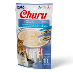 Inaba Churu Tuna & Tuna with Scallop Puree Variety Pack Grain-Free Lickable Cat Treat