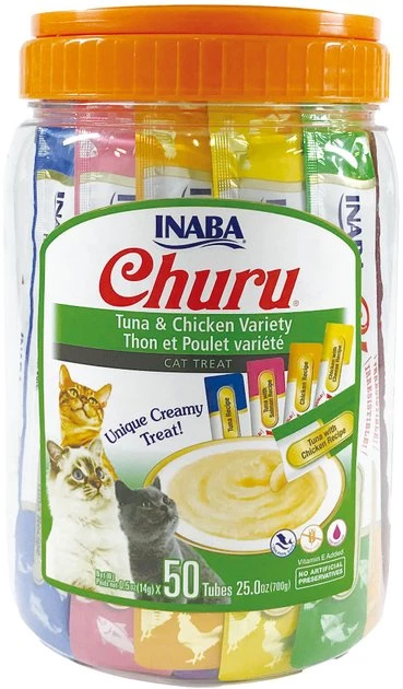 Inaba Churu Tuna & Chicken Puree Variety Pack Grain-Free Lickable Cat Treat 3 Inaba Churu Tuna & Chicken Puree Variety Pack Grain-Free Lickable Cat Treat