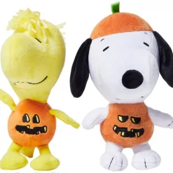 Fetch For Pets Peanuts Halloween Snoopy & Woodstock Pumpkin Squeaky Plush Dog Toys, 2 count