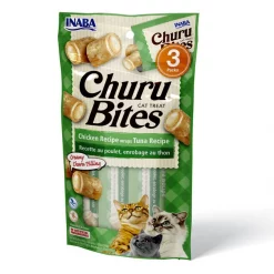 Inaba Churu Bites Chicken Recipe wraps Tuna Recipe Grain-Free Cat Treats, 0.35-oz, pack of 3