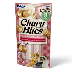 Inaba Churu Bites Chicken Recipe wraps Tuna with Salmon Recipe Grain-Free Cat Treats, 0.35-oz, pack of 3