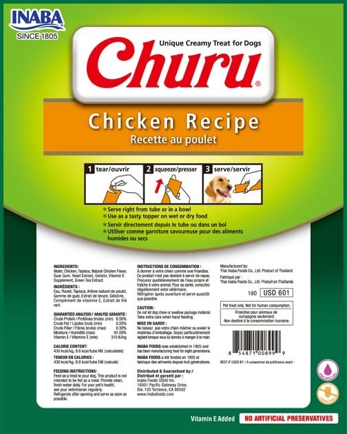 Inaba Churu Chicken Recipe Grain-Free Lickable Dog Treat, 0.7-oz, pack of 8 4 Inaba Churu Chicken Recipe Grain-Free Lickable Dog Treat, 0.7-oz, pack of 8 - Image 2