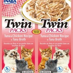 Inaba Twin Packs Tuna & Chicken Recipe in Tuna Broth Grain-Free Cat Food Topper, 1.4-oz, pack of 2