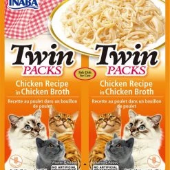 Inaba Twin Packs Chicken Recipe in Chicken Broth Grain-Free Cat Food Topper, 1.4-oz, pack of 2