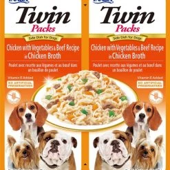 Inaba Twin Packs Chicken with Vegetables & Beef Recipe in Chicken Broth Grain-Free Dog Food Topper, 1.4-oz, pack of 2
