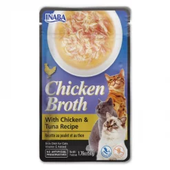 Inaba Chicken Broth Chicken & Tuna Recipe Grain-Free Cat Food Topper, 1.76-oz pouch
