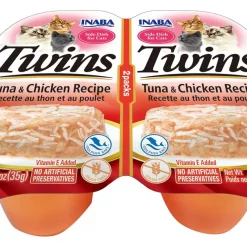 Inaba Twins Tuna & Chicken Recipe Grain-Free Cat Food Topper, 1.23-oz, pack of 2
