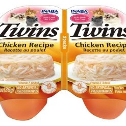 Inaba Twins Chicken Recipe Grain-Free Cat Food Topper, 1.23-oz, pack of 2