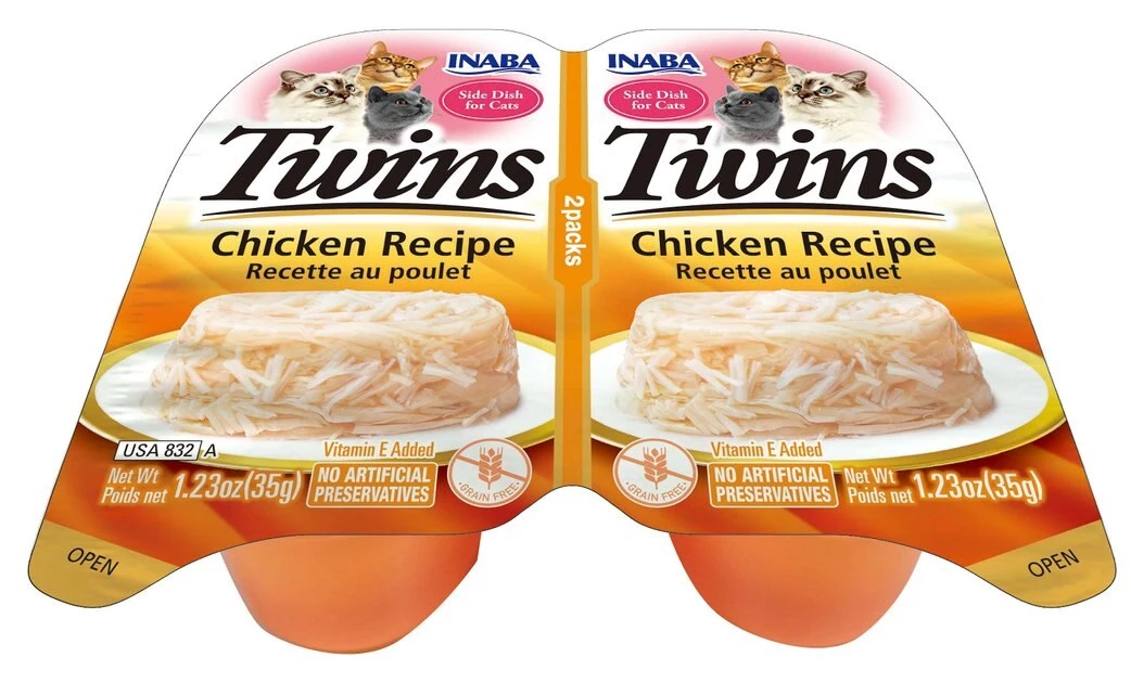 Inaba Twins Chicken Recipe Grain-Free Cat Food Topper, 1.23-oz, pack of 2 3 Inaba Twins Chicken Recipe Grain-Free Cat Food Topper, 1.23-oz, pack of 2