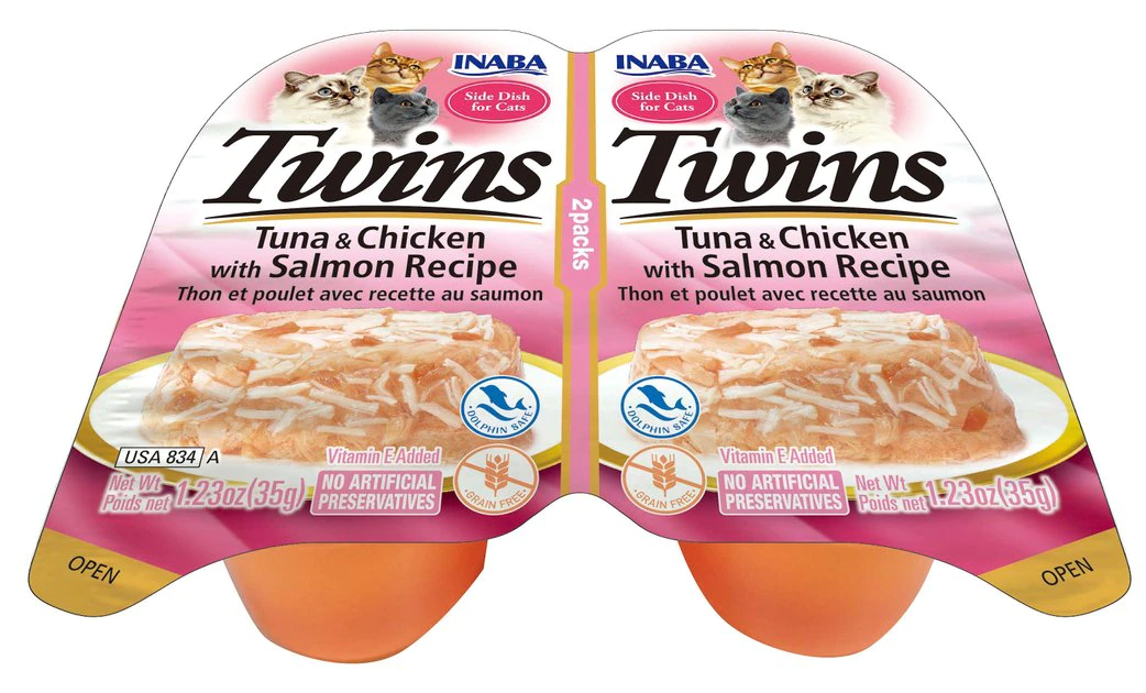Inaba Twins Tuna & Chicken with Salmon Recipe Grain-Free Cat Food Topper, 1.23-oz, pack of 2 3 Inaba Twins Tuna & Chicken with Salmon Recipe Grain-Free Cat Food Topper, 1.23-oz, pack of 2