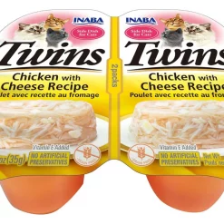 Inaba Twins Chicken with Cheese Recipe Grain-Free Cat Food Topper, 1.23-oz, pack of 2