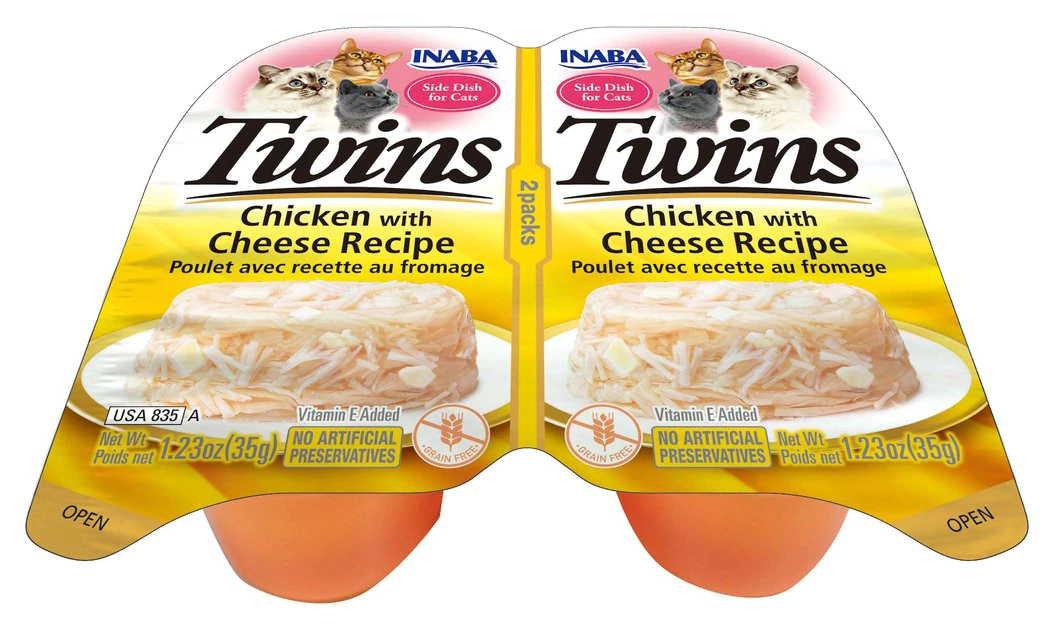 Inaba Twins Chicken with Cheese Recipe Grain-Free Cat Food Topper, 1.23-oz, pack of 2 3 Inaba Twins Chicken with Cheese Recipe Grain-Free Cat Food Topper, 1.23-oz, pack of 2