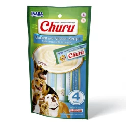 Inaba Churu Chicken with Cheese Puree Recipe Grain-Free Lickable Dog Treat, 0.5-oz, pack of 4