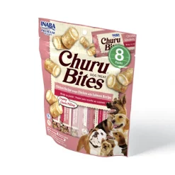 Inaba Churu Bites Wraps Chicken with Salmon Recipe Grain-Free Soft & Chewy Dog Treats, 0.42-oz, pack of 8