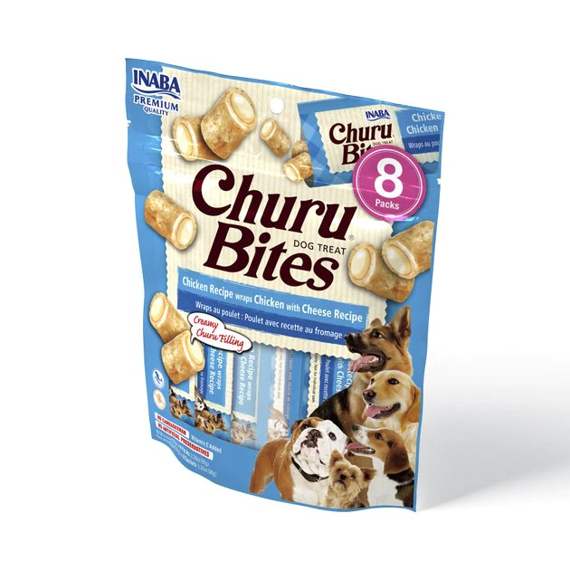 Inaba Churu Bites Wraps Chicken with Cheese Recipe Grain-Free Soft & Chewy Dog Treats, 0.42-oz, pack of 8 3 Inaba Churu Bites Wraps Chicken with Cheese Recipe Grain-Free Soft & Chewy Dog Treats, 0.42-oz, pack of 8