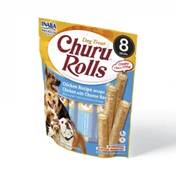 Inaba Churu Rolls Chicken with Cheese Recipe Grain-Free Soft & Chewy Dog Treats, 0.42-oz, pack of 8