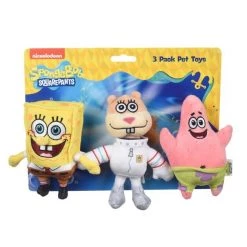 Fetch For Pets Patrick, SpongeBob & Sandy Squeaky Plush Dog Toys, 3 count