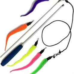 Inaba||Pet Fit For Life Inaba Churu Grain-Free Chicken, Tuna, Scallop Puree Variety Pack Lickable Cat Treat, 0.5-oz tube, pack of 20 + Pet Fit For Life 5 Piece Squiggly Worm Wand Cat Toy -Fetch For Pets || Ware || Inaba Shop 298118 PT4. SY630 V1623251546